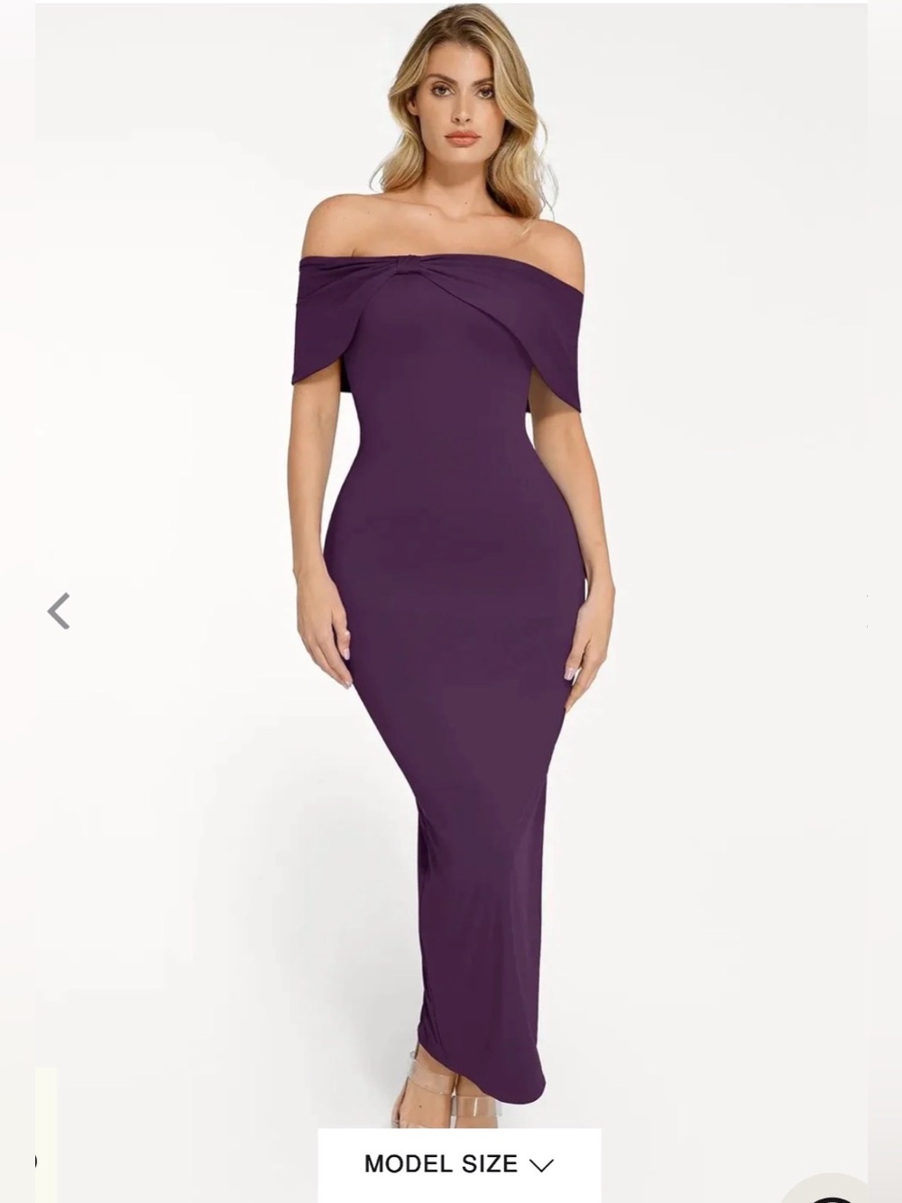 Popilush Shapewear Off-the-Shoulder Slim Column BodyCon Maxi Dress